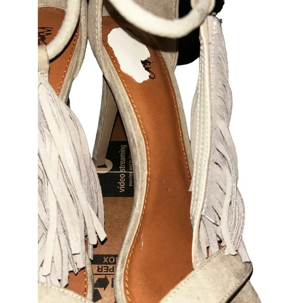 Mossimo Supply Co Tan Faux Suede Ankle Strap Stiletto Heels Women's 9.5